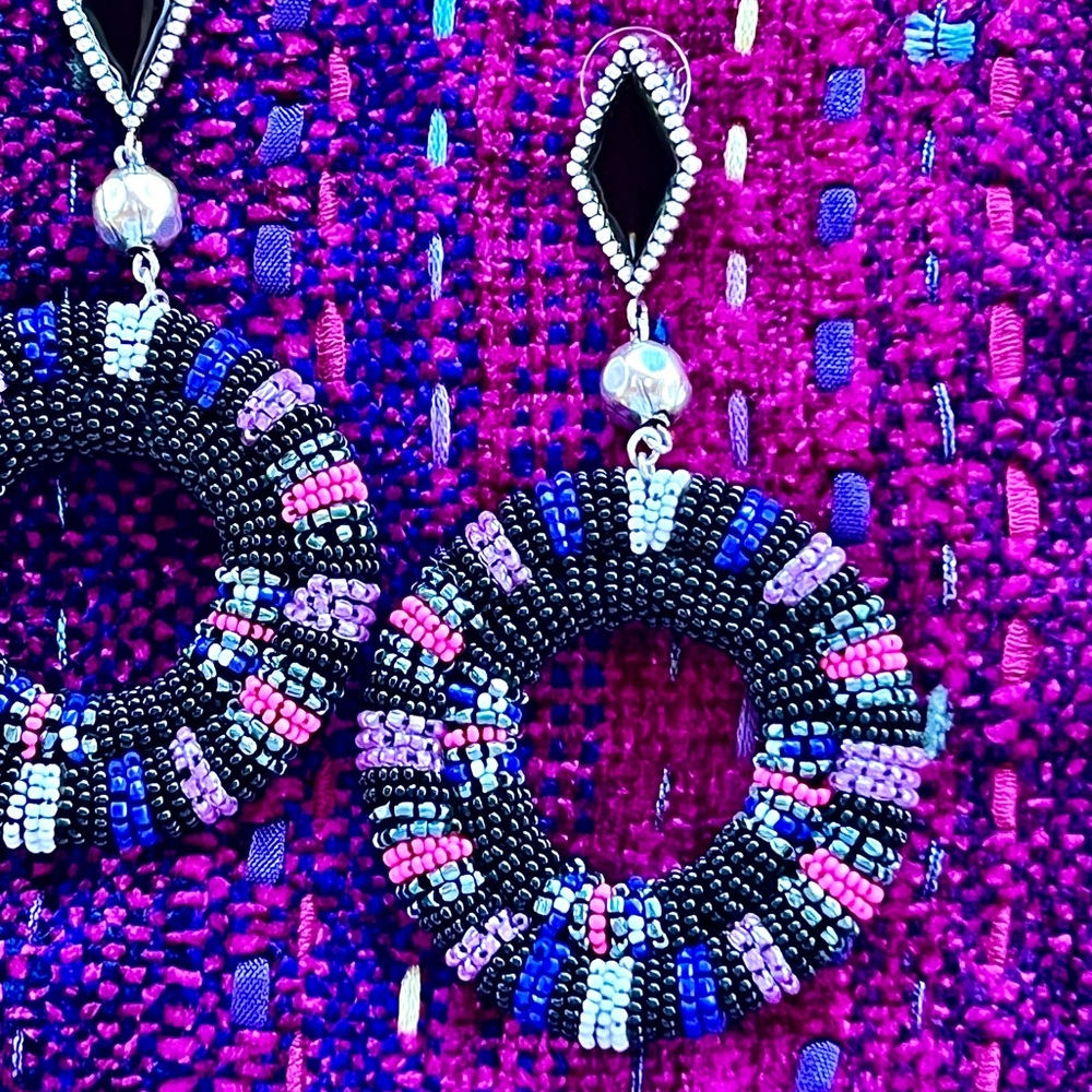 🌺🎉HP🎉🌺 NWT Isabel Marant Beaded Hoop Chandeliers - Picture 6 of 16